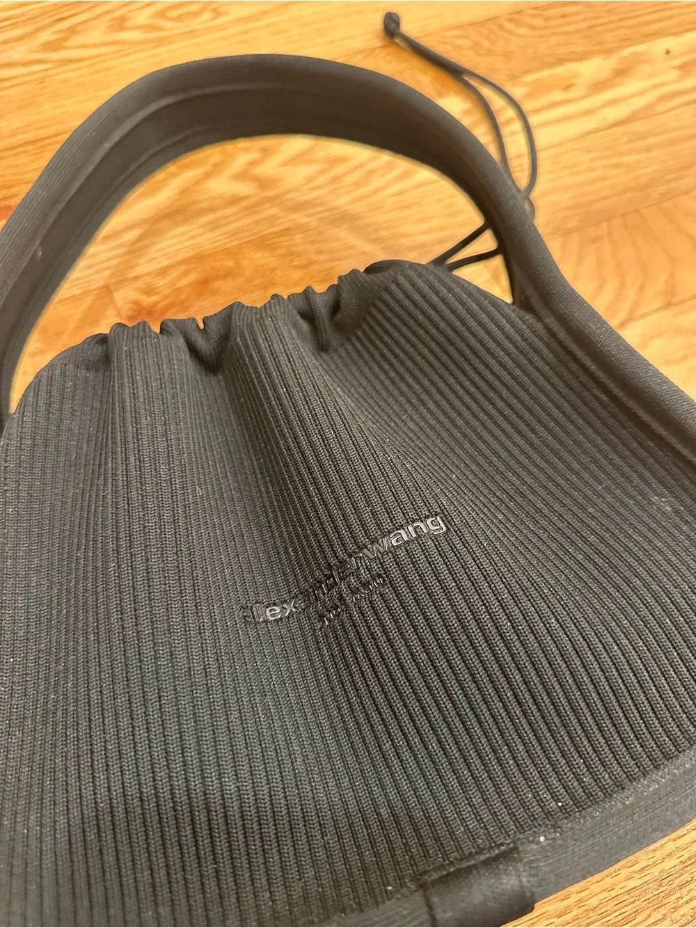 Alexander Wang Ryan Black Ribbed Drawstring Top Handle Bag